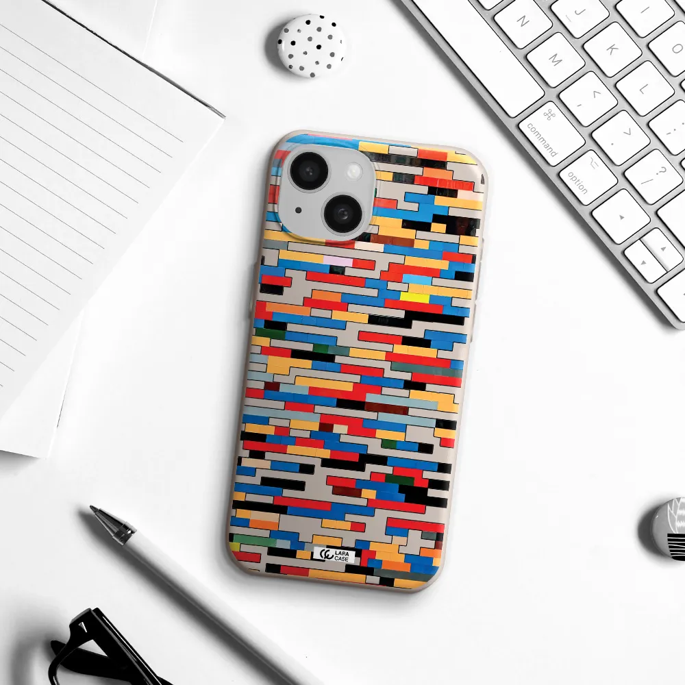 a colorful rectangular pattern on a white surface Apple iPhone 15 Silicone Stone Case