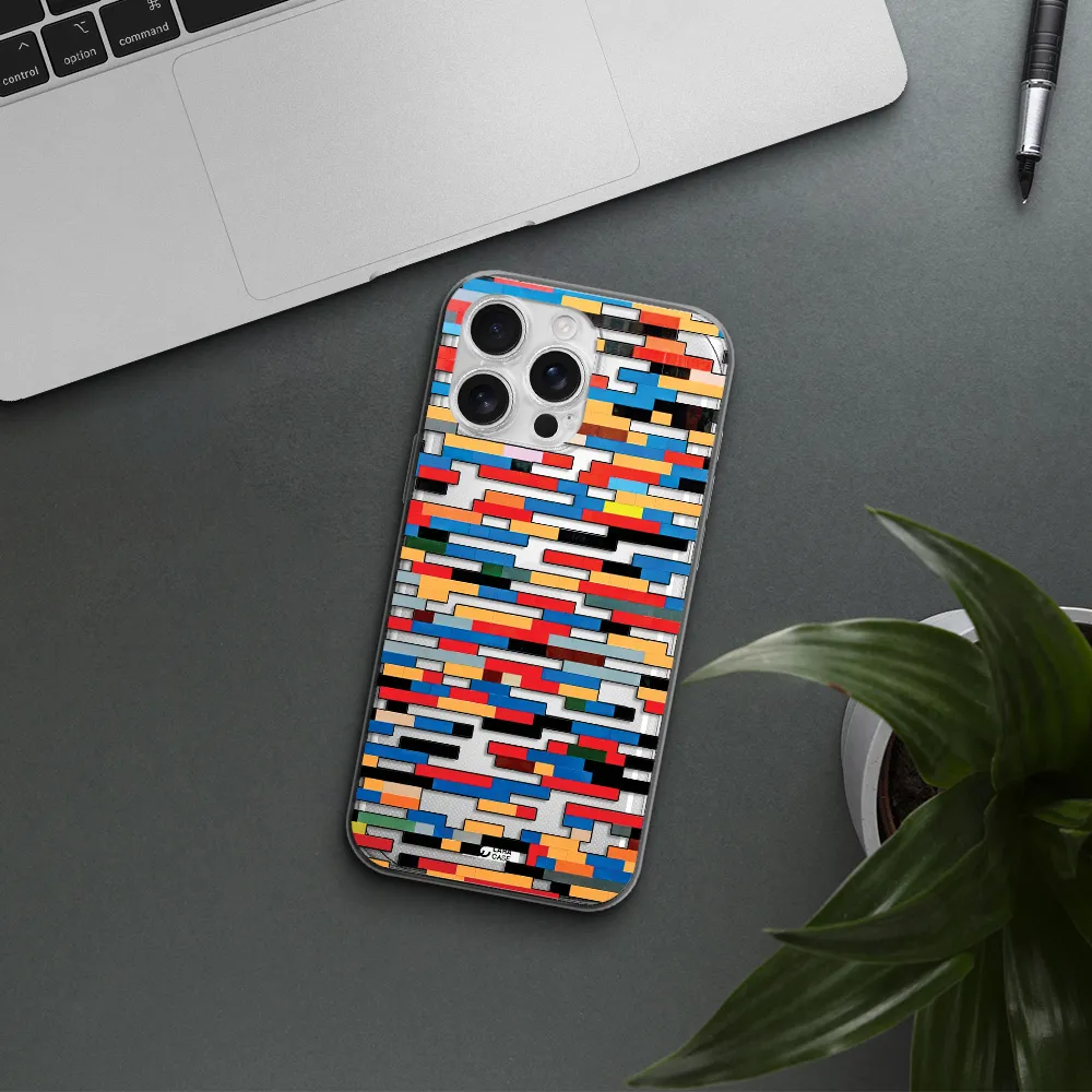 A Colorful Rectangular Pattern On A White Surface Apple Iphone 16 Pro Max Clear Tpu Case