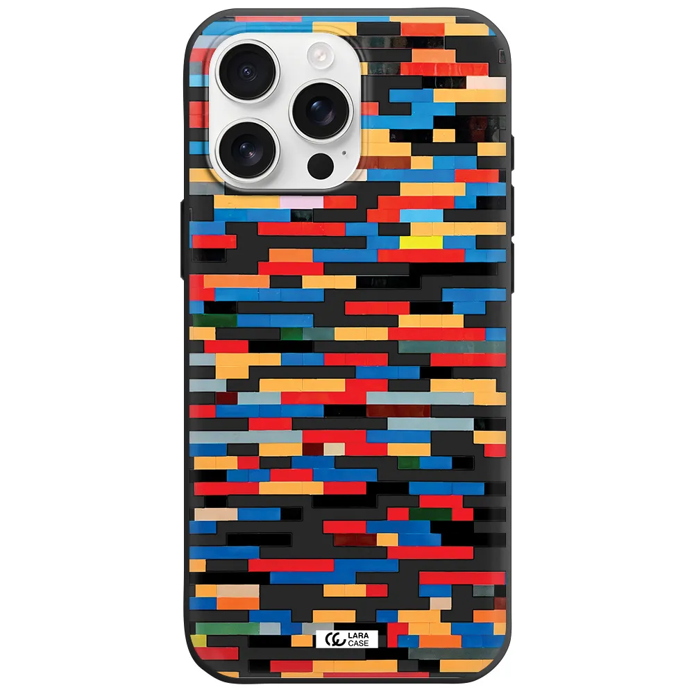 A Colorful Rectangular Pattern On A White Surface Apple Iphone 16 Pro Max Silicone Black Case
