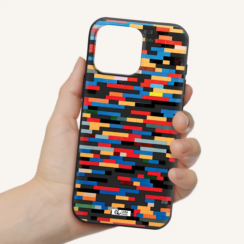 A Colorful Rectangular Pattern On A White Surface Apple Iphone 16 Pro Max Silicone Black Case