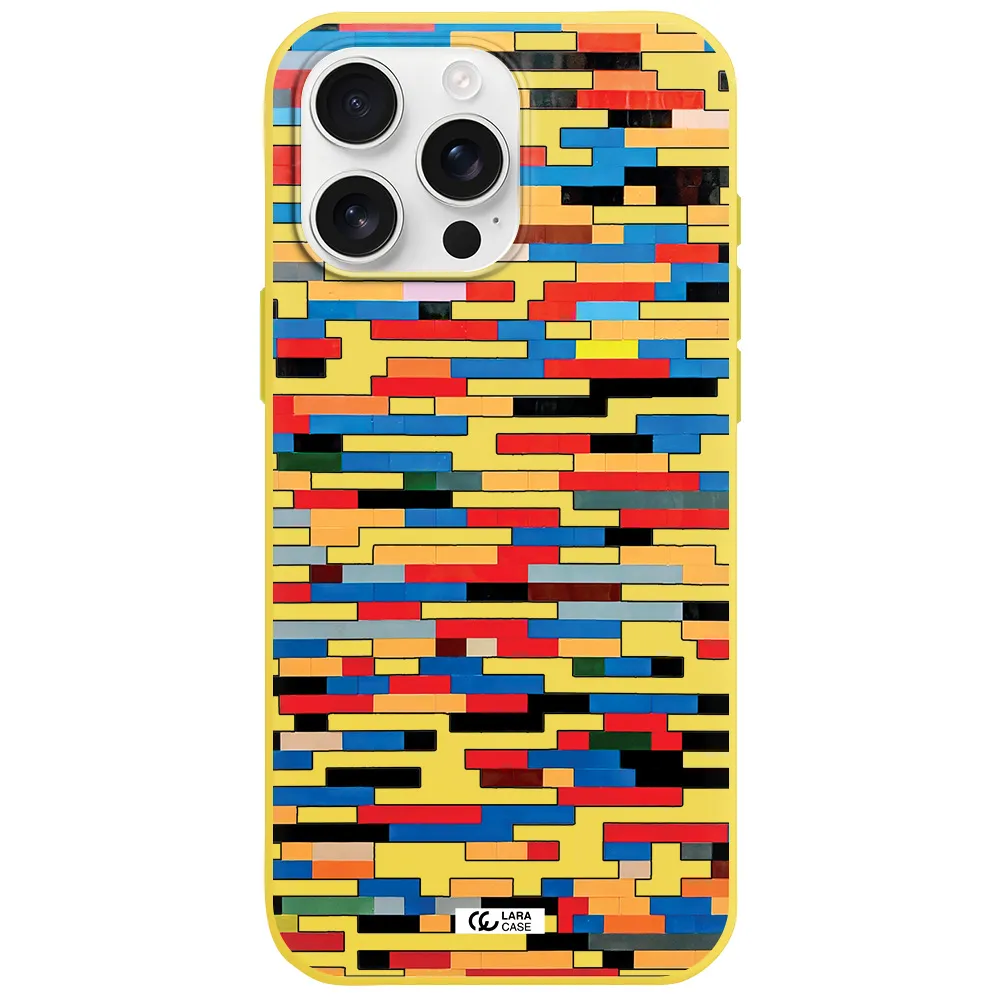 A Colorful Rectangular Pattern On A White Surface Apple Iphone 16 Pro Max Silicone Canary Yellow Case