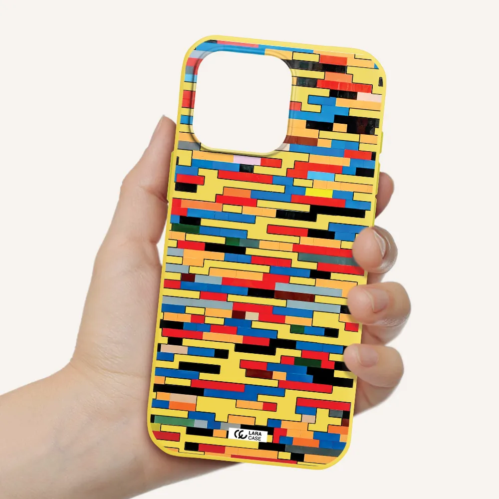 A Colorful Rectangular Pattern On A White Surface Apple Iphone 16 Pro Max Silicone Canary Yellow Case