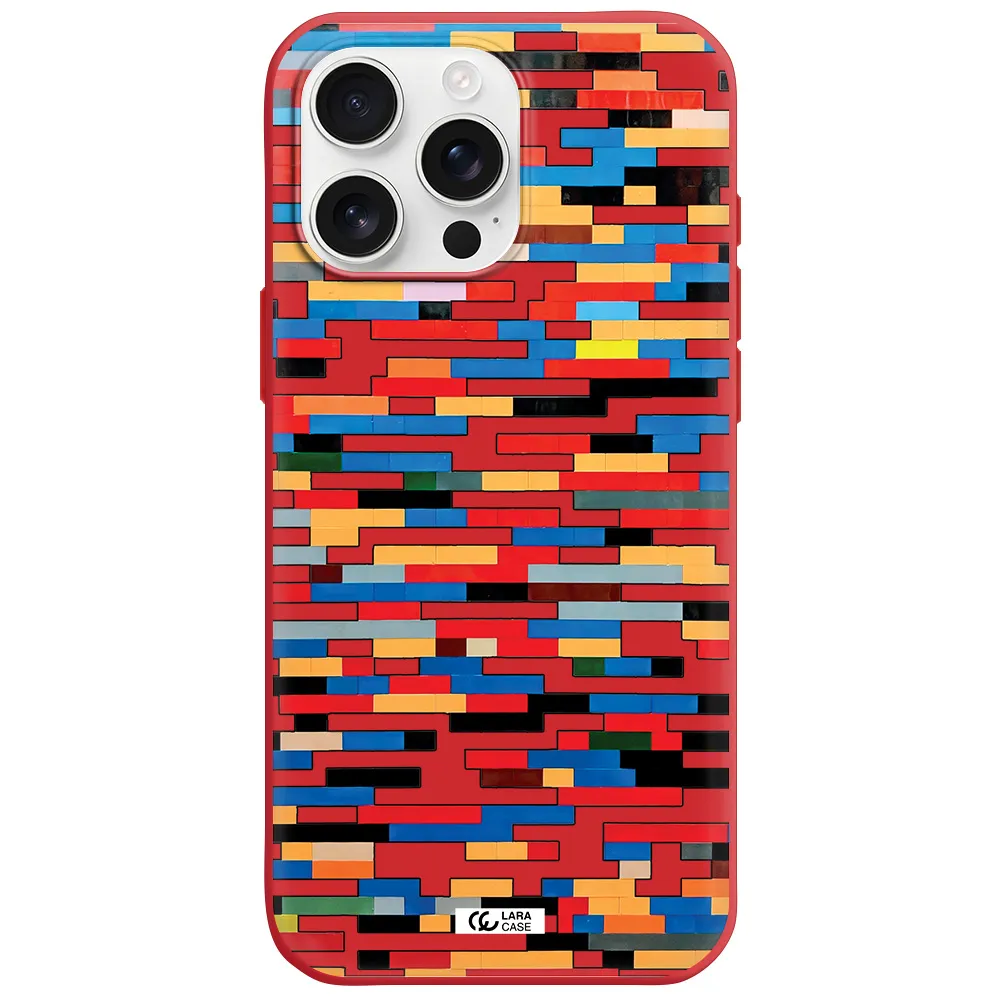 A Colorful Rectangular Pattern On A White Surface Apple Iphone 16 Pro Max Silicone Imperial Red Case