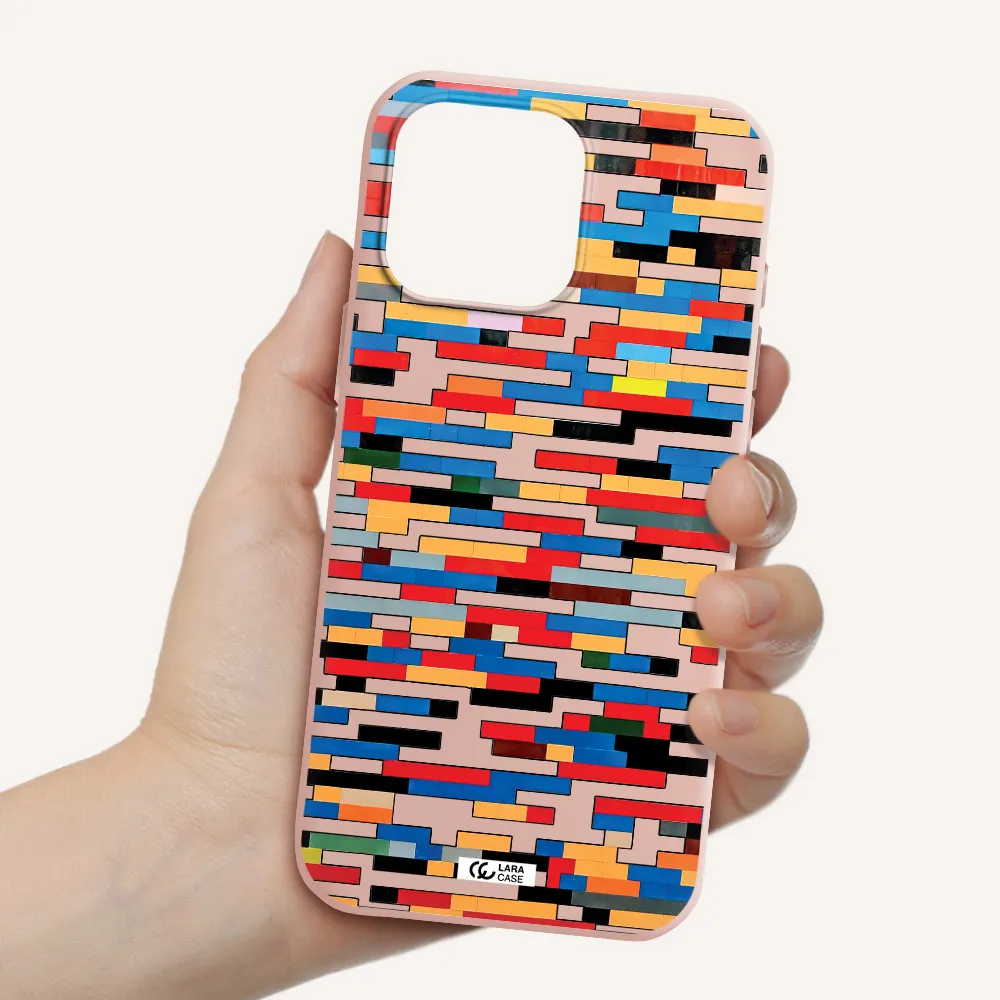 A Colorful Rectangular Pattern On A White Surface Apple Iphone 16 Pro Max Silicone Pastel Pink Case