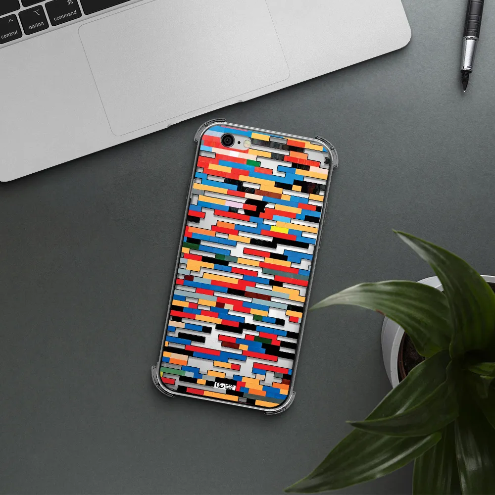 a colorful rectangular pattern on a white surface Apple iPhone 6 Clear PC Case