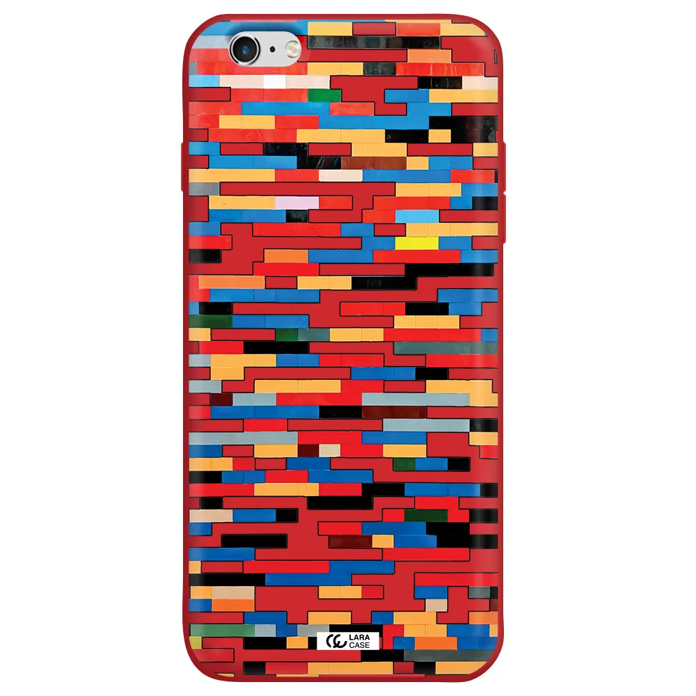 a colorful rectangular pattern on a white surface Apple iPhone 6 plus Silicone Imperial Red Case