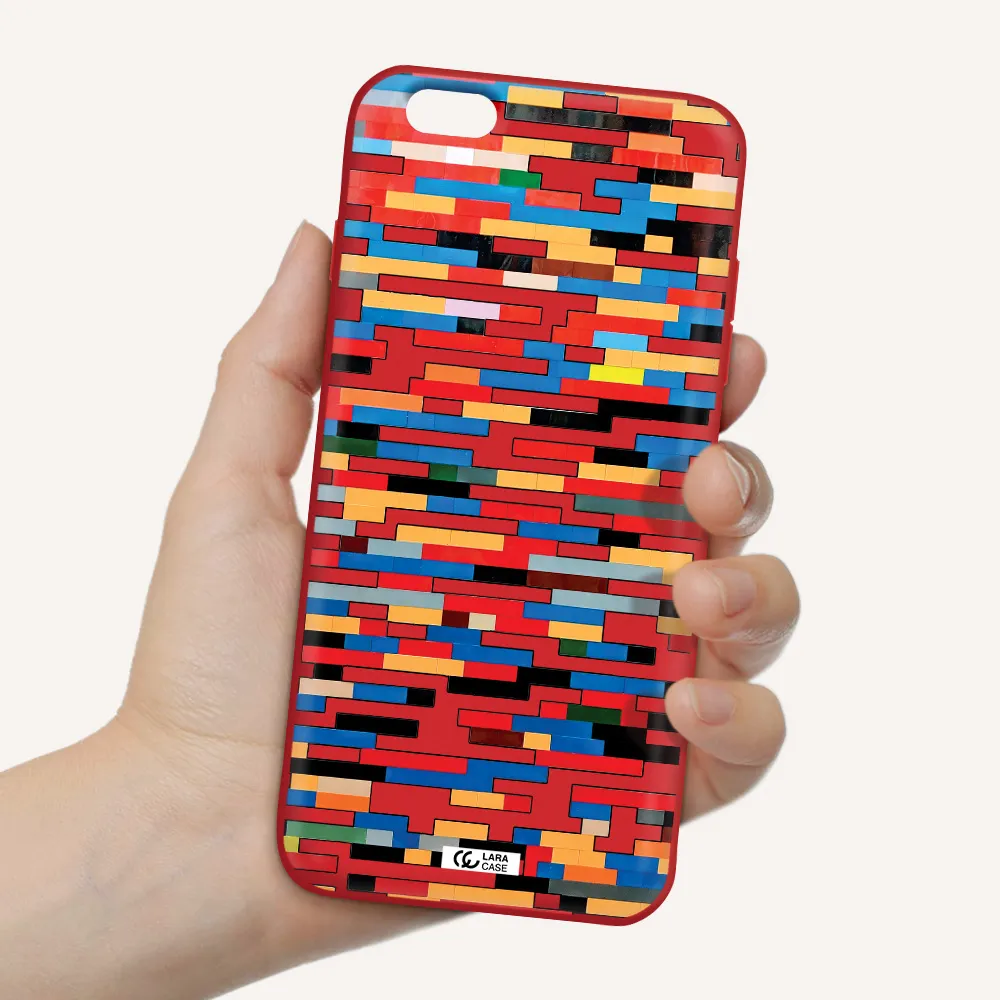 a colorful rectangular pattern on a white surface Apple iPhone 6 plus Silicone Imperial Red Case