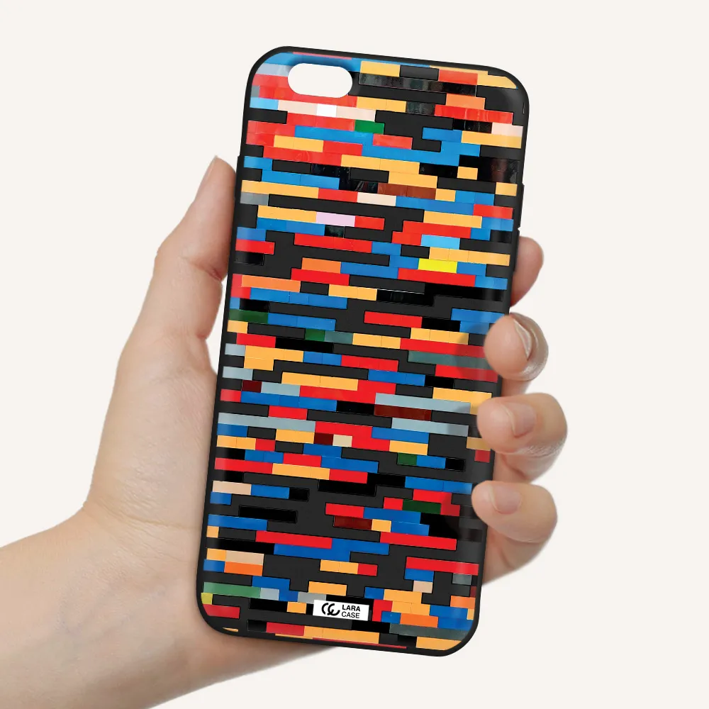 a colorful rectangular pattern on a white surface Apple iPhone 6 s plus Silicone black Case