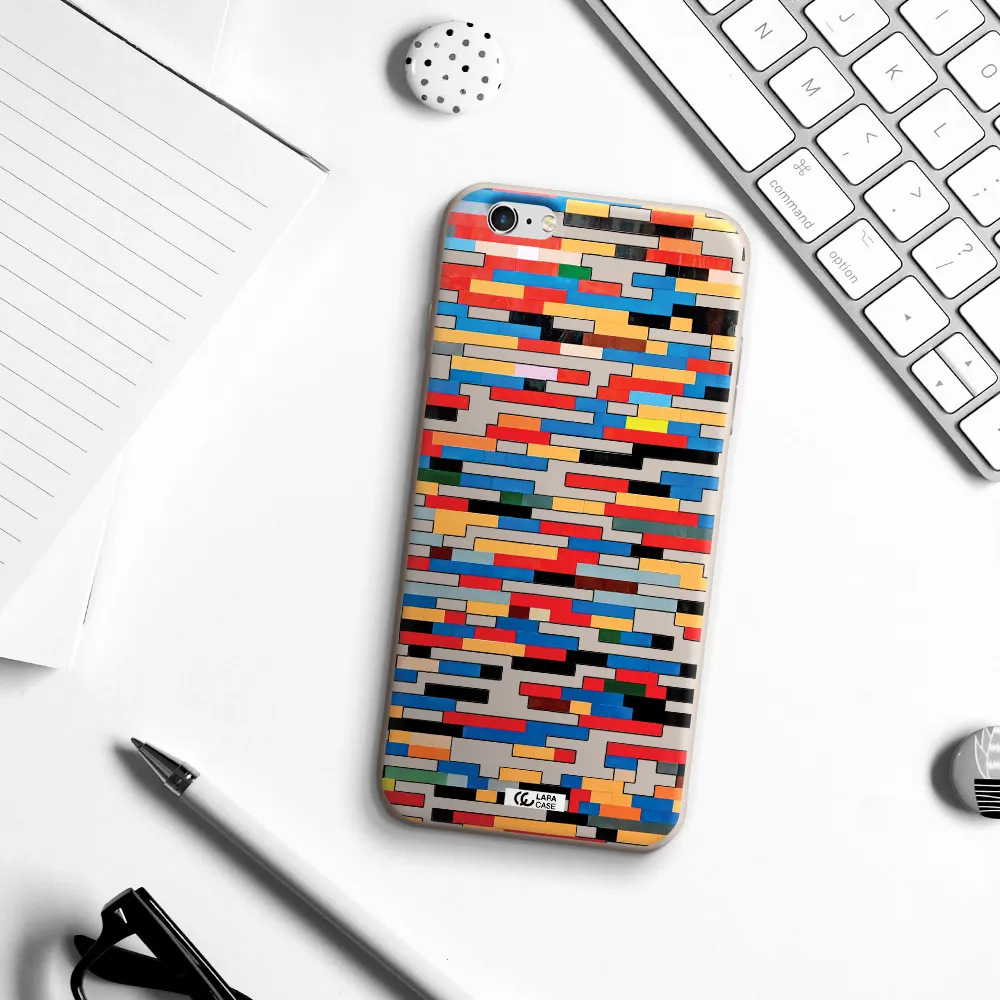 a colorful rectangular pattern on a white surface Apple iPhone 6 s plus Silicone Stone Case