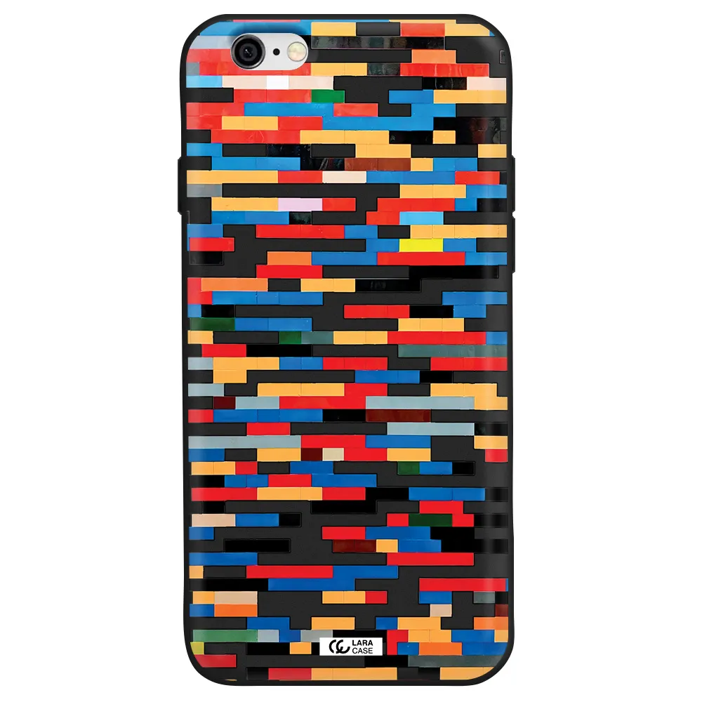 a colorful rectangular pattern on a white surface Apple iPhone 6 Silicone black Case