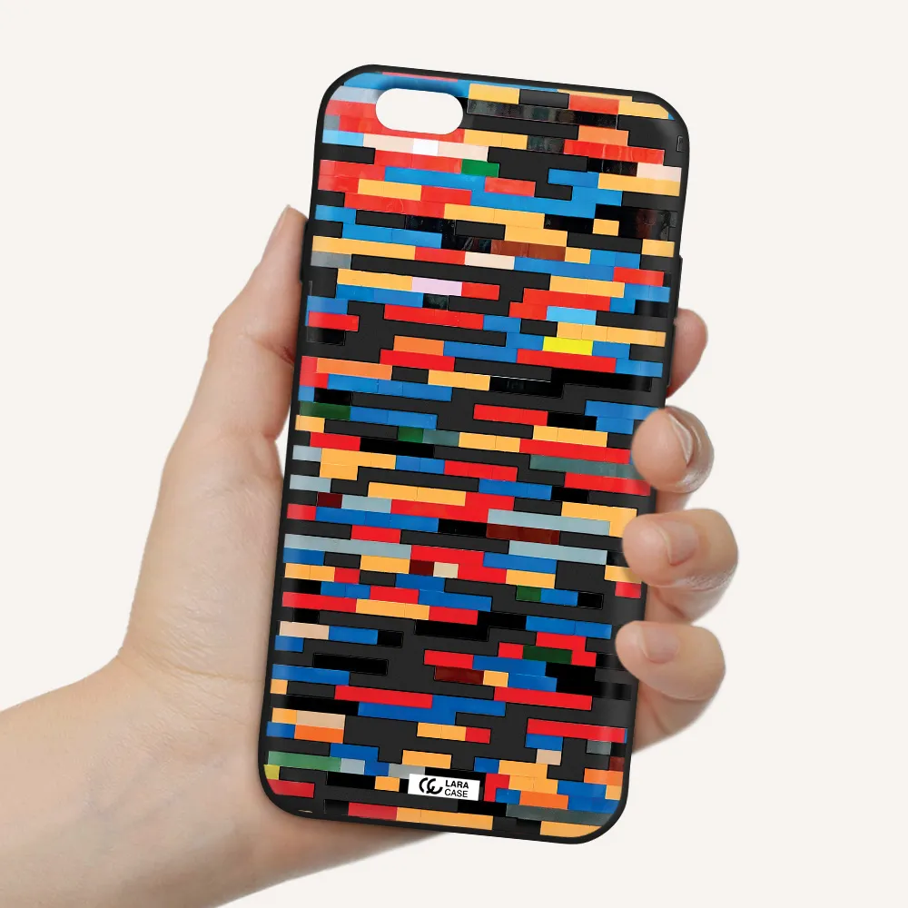a colorful rectangular pattern on a white surface Apple iPhone 6 Silicone black Case