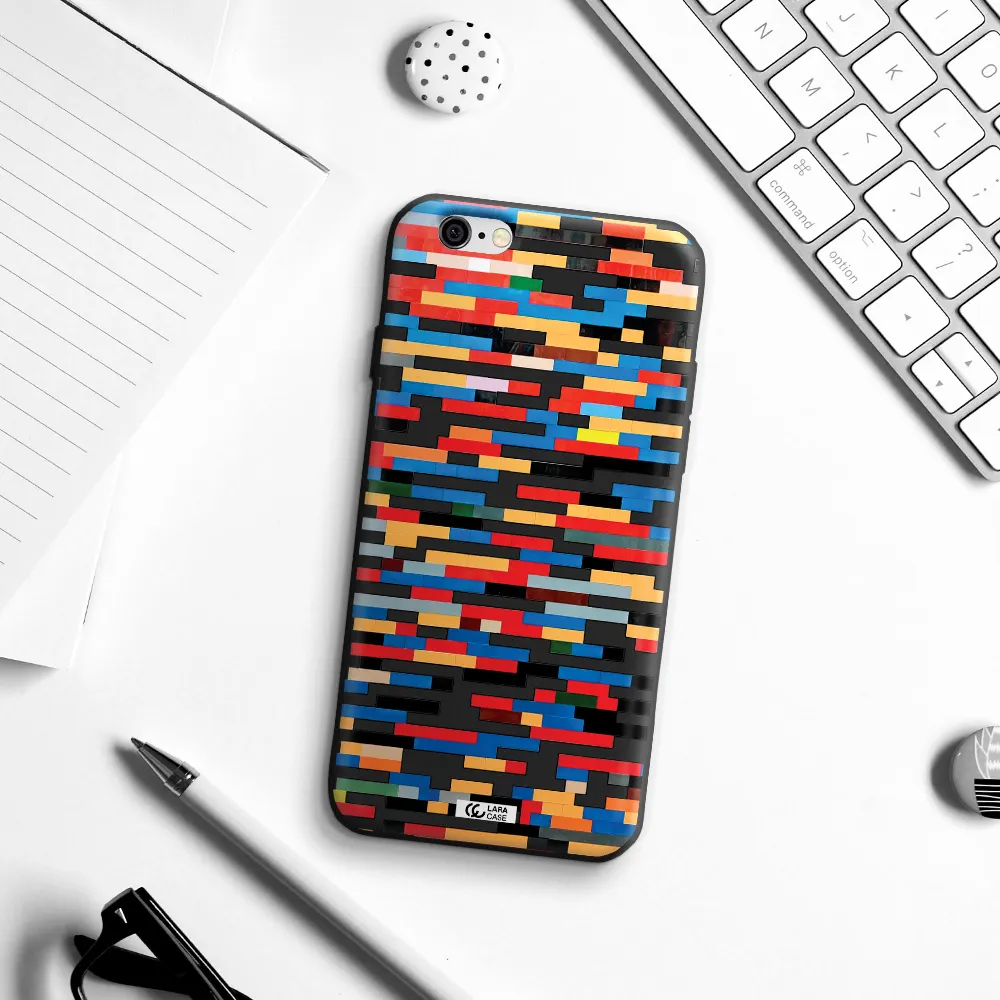 a colorful rectangular pattern on a white surface Apple iPhone 6 Silicone black Case