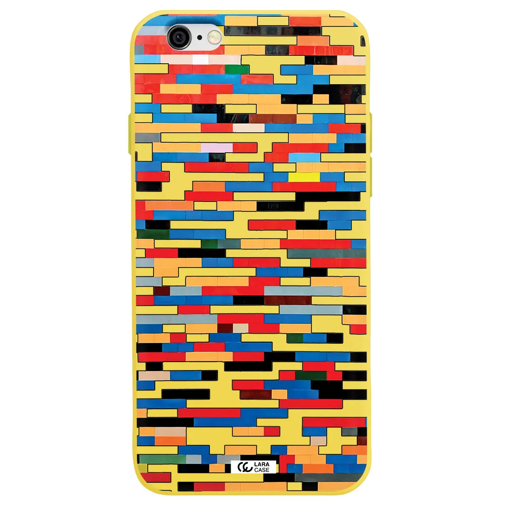 a colorful rectangular pattern on a white surface Apple iPhone 6 Silicone canary yellow Case