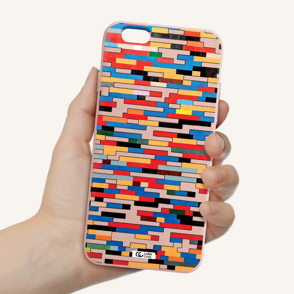 a colorful rectangular pattern on a white surface Apple iPhone 6 Silicone pastel pink Case