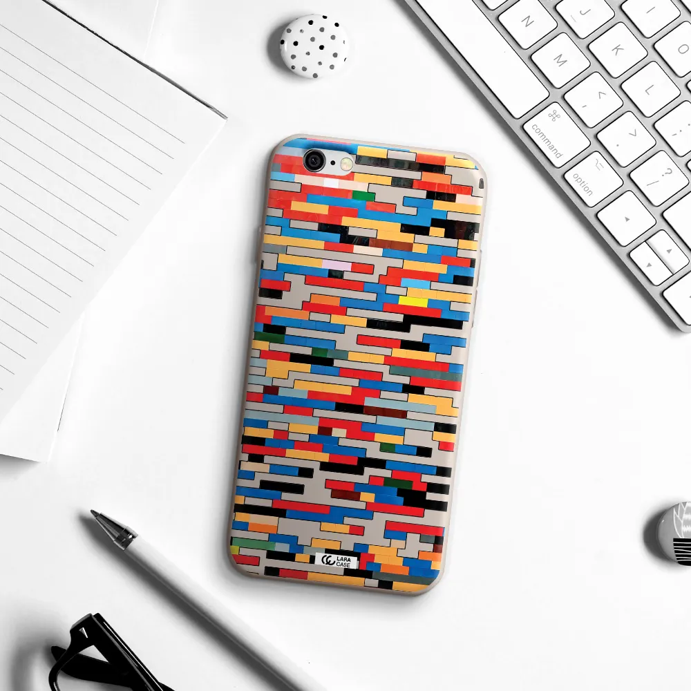 a colorful rectangular pattern on a white surface Apple iPhone 6 Silicone Stone Case