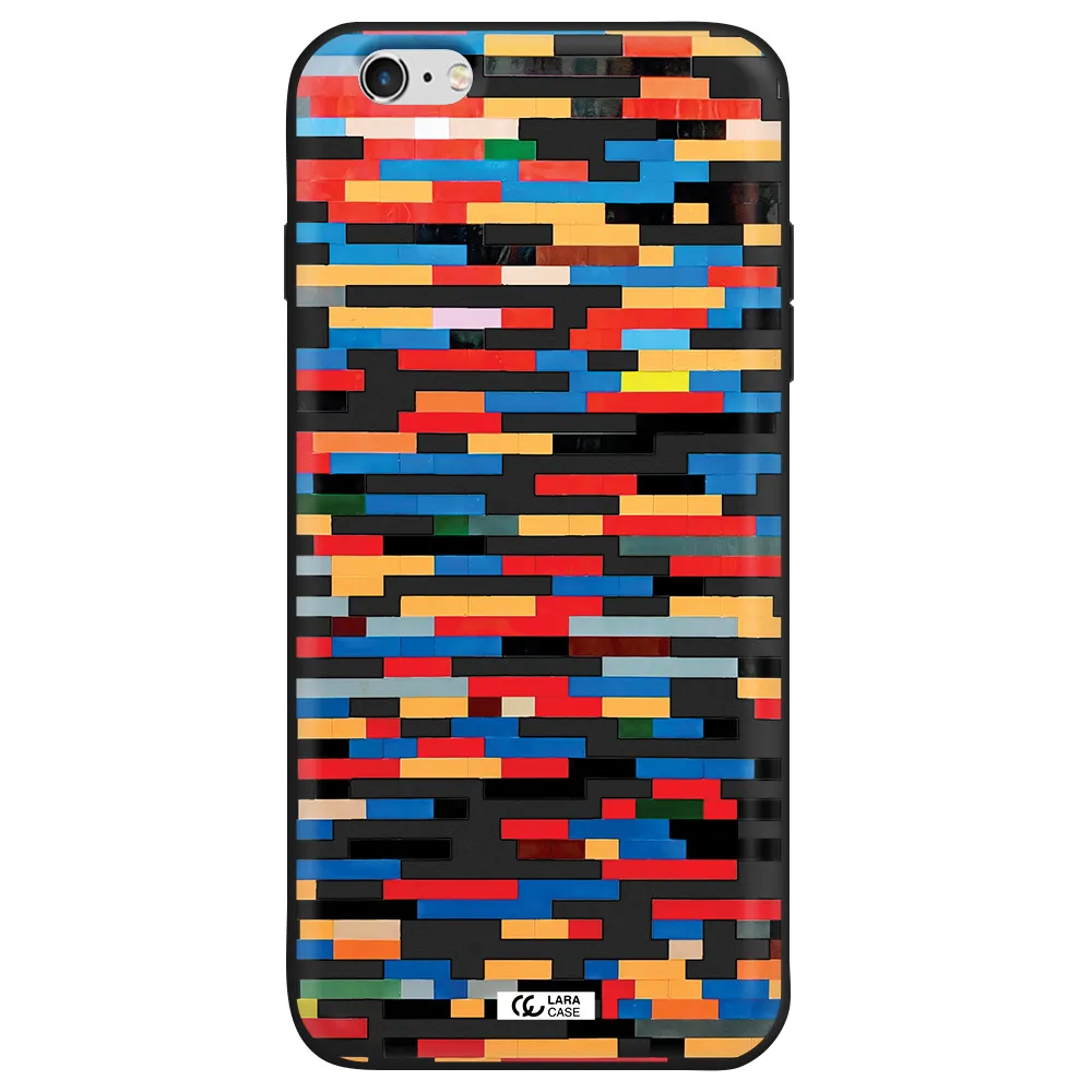 a colorful rectangular pattern on a white surface Apple iPhone 6S Silicone black Case
