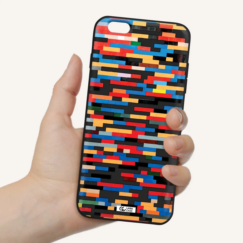 a colorful rectangular pattern on a white surface Apple iPhone 6S Silicone black Case