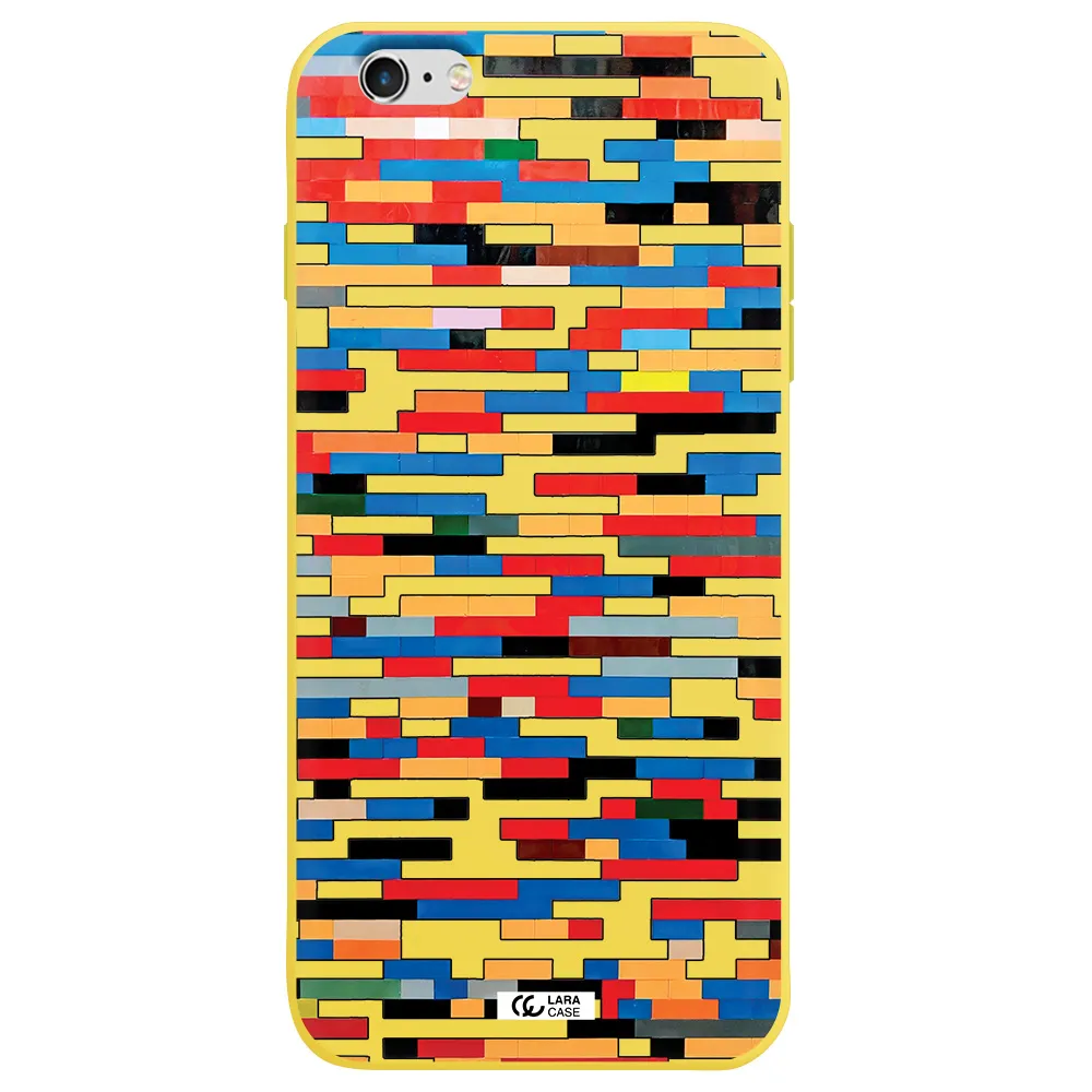 a colorful rectangular pattern on a white surface Apple iPhone 6S Silicone canary yellow Case