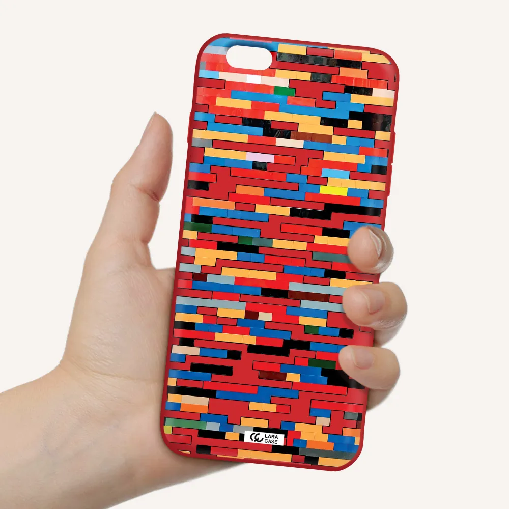 a colorful rectangular pattern on a white surface Apple iPhone 6S Silicone Imperial Red Case