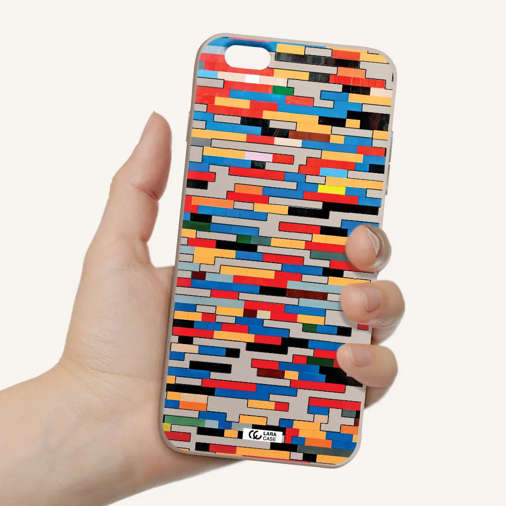 a colorful rectangular pattern on a white surface Apple iPhone 6S Silicone Stone Case