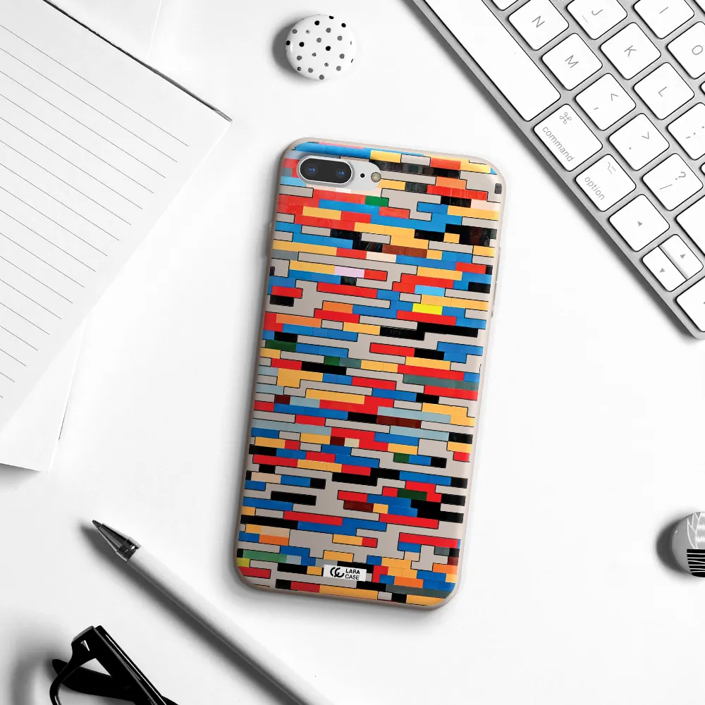 a colorful rectangular pattern on a white surface Apple iPhone 7 plus Silicone Stone Case