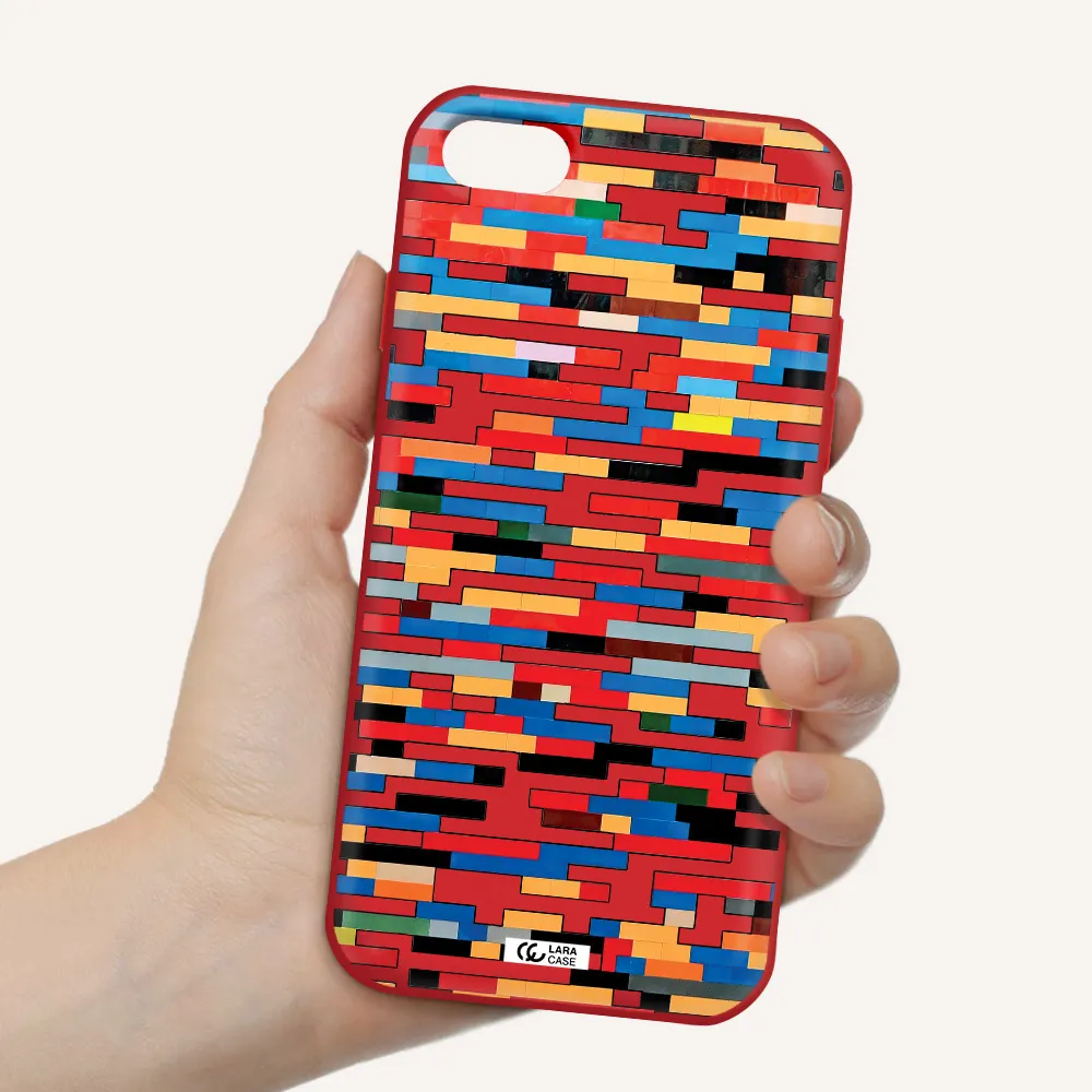 a colorful rectangular pattern on a white surface Apple iPhone 7 Silicone Imperial Red Case