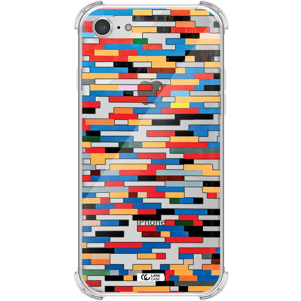 a colorful rectangular pattern on a white surface Apple iPhone 8 Clear PC Case