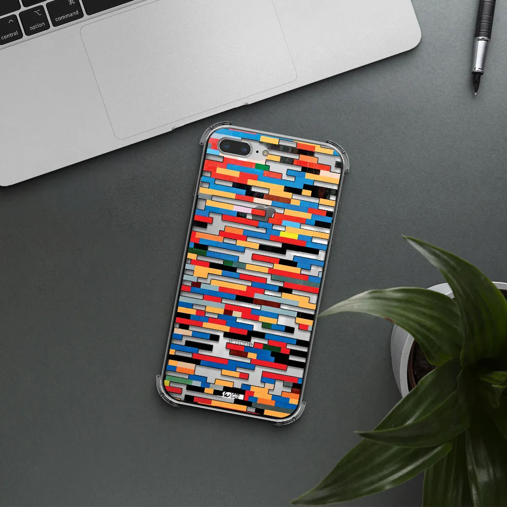 a colorful rectangular pattern on a white surface Apple iPhone 8 plus Clear PC Case