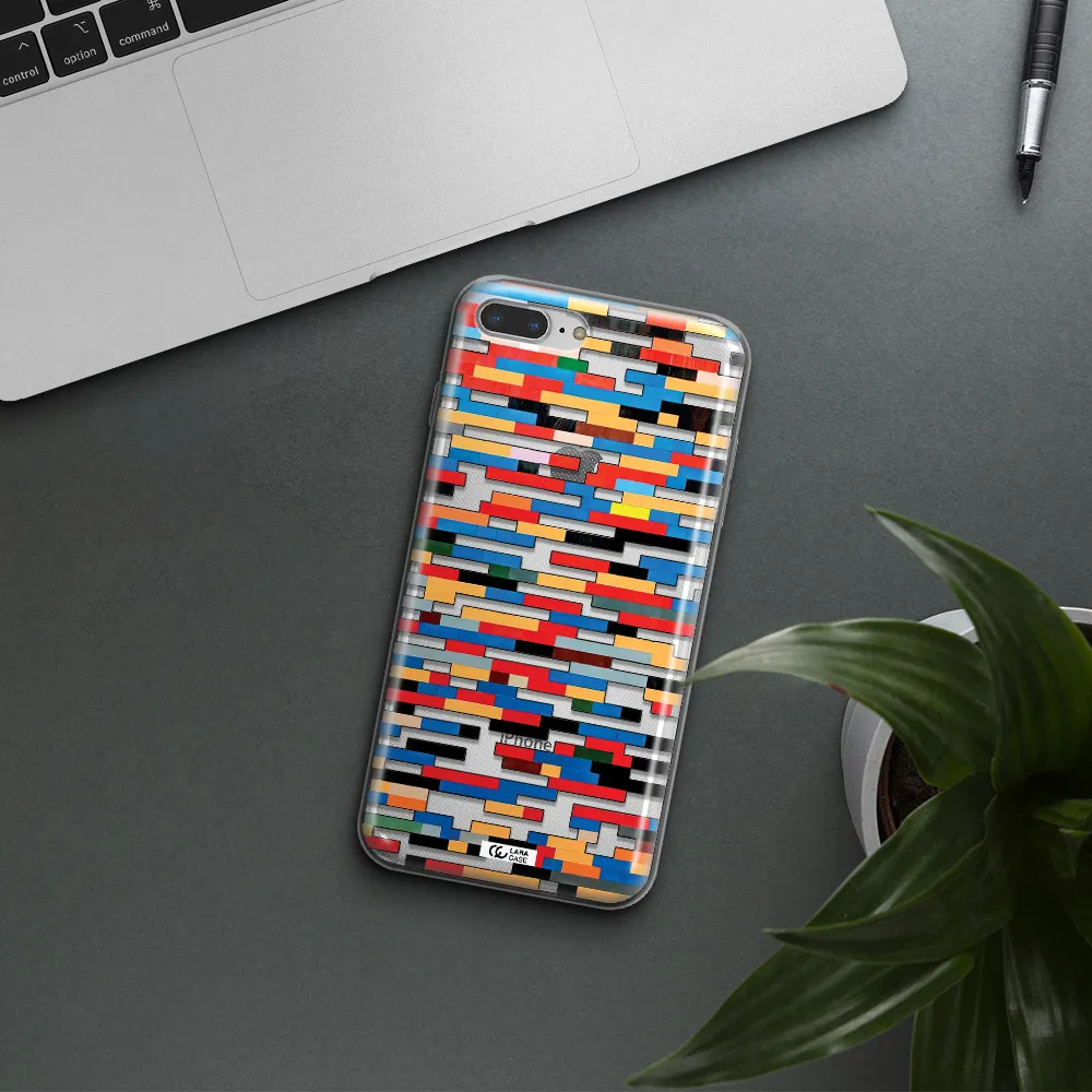 a colorful rectangular pattern on a white surface Apple iPhone 8 plus Clear TPU Case
