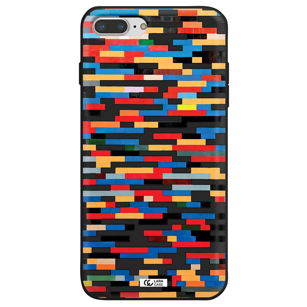 a colorful rectangular pattern on a white surface Apple iPhone 8 plus Silicone black Case