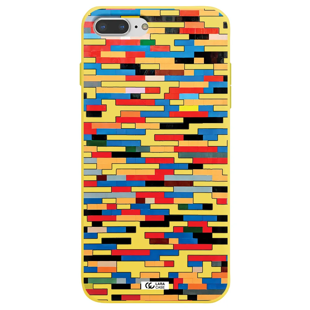 a colorful rectangular pattern on a white surface Apple iPhone 8 plus Silicone canary yellow Case