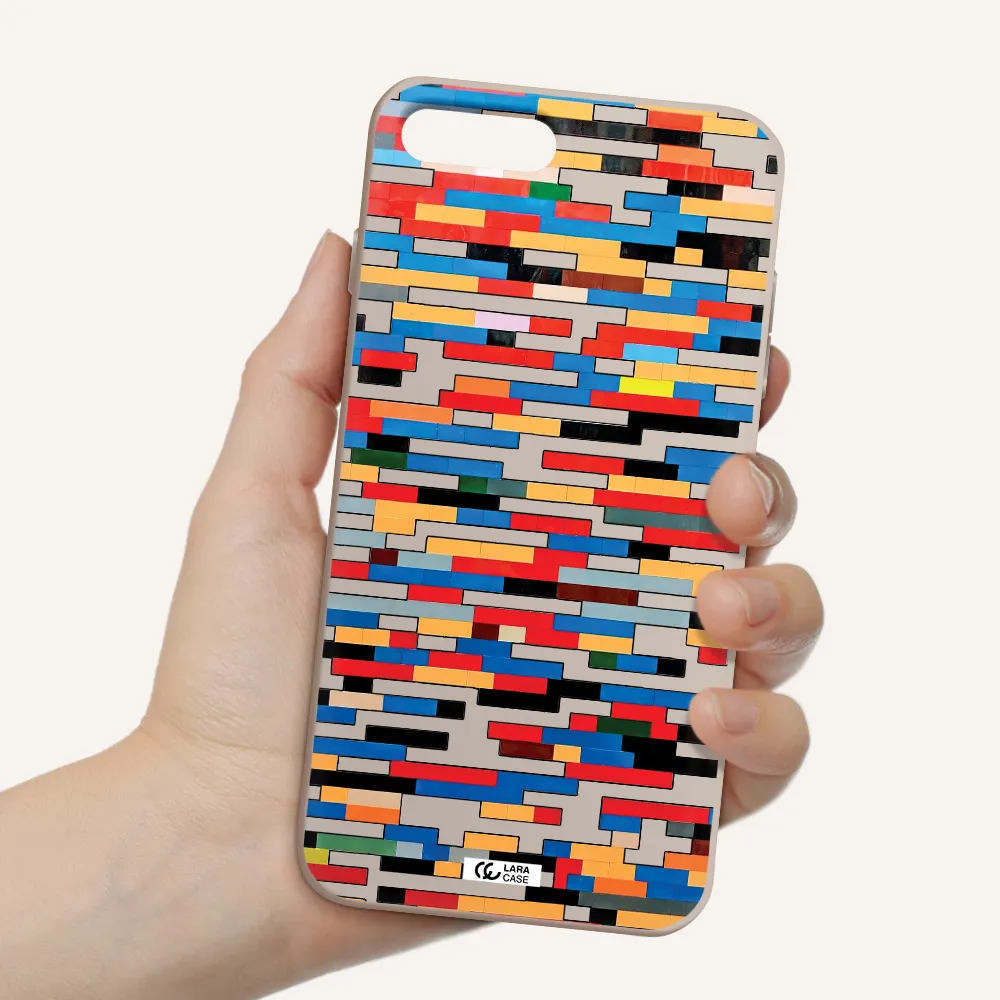a colorful rectangular pattern on a white surface Apple iPhone 8 plus Silicone Stone Case