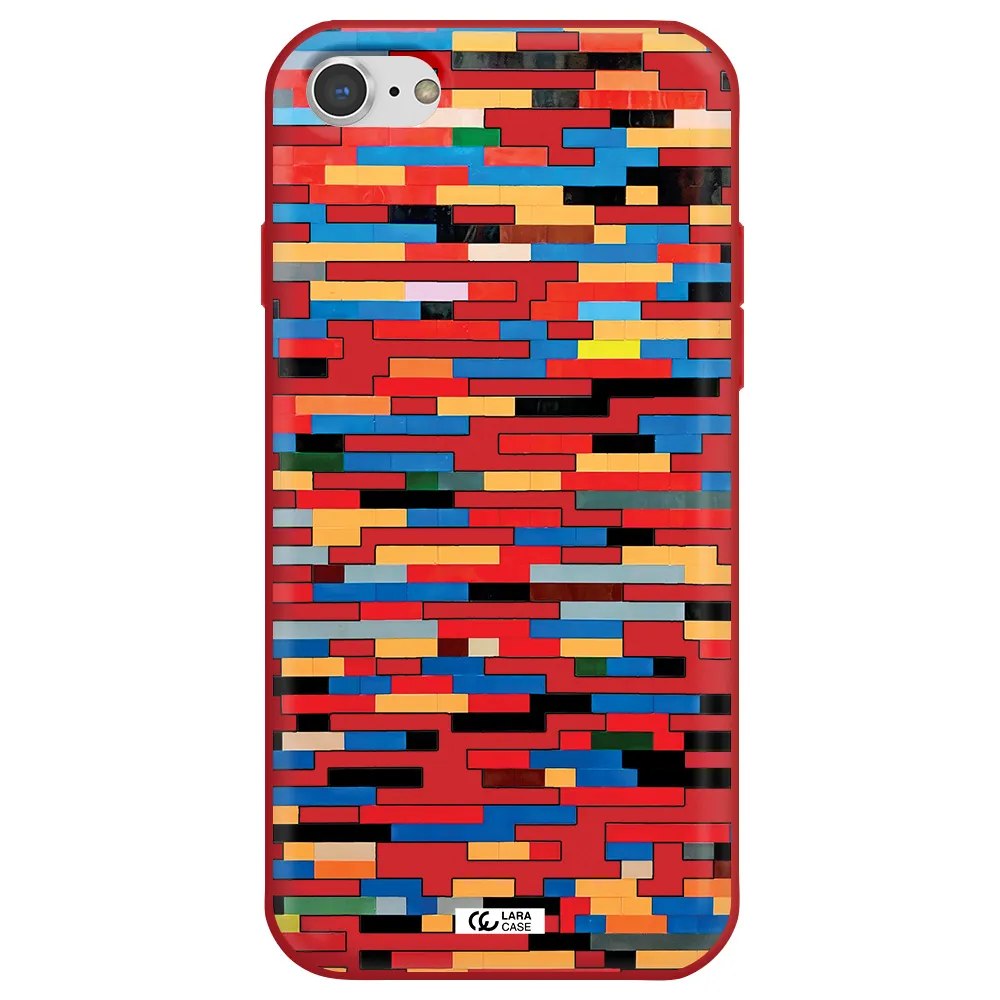 a colorful rectangular pattern on a white surface Apple iPhone 8 Silicone Imperial Red Case