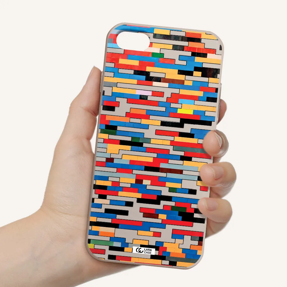 a colorful rectangular pattern on a white surface Apple iPhone 8 Silicone Stone Case