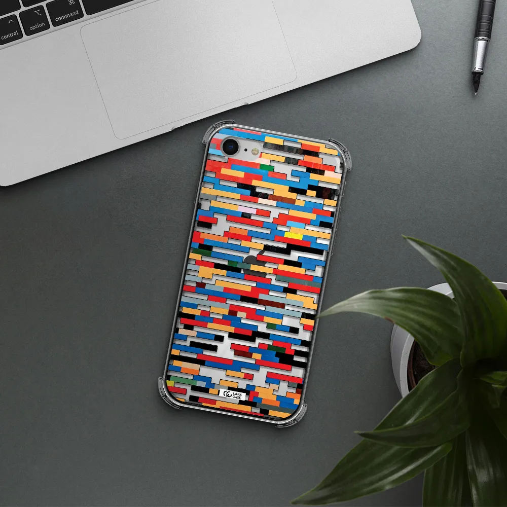 a colorful rectangular pattern on a white surface Apple iPhone se 2020 Clear PC Case