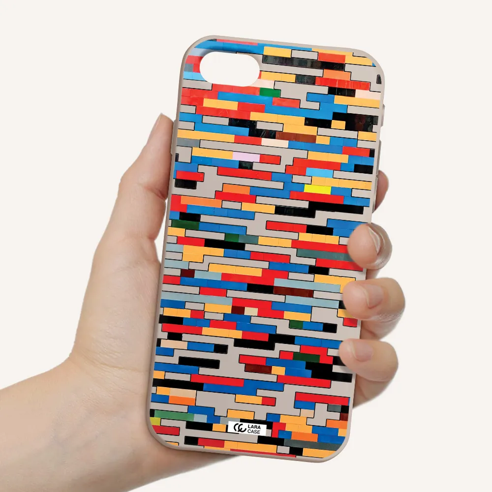 a colorful rectangular pattern on a white surface Apple iPhone se 2020 Silicone Stone Case