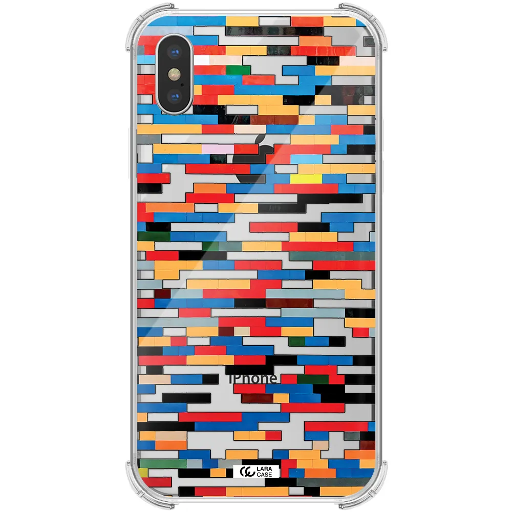 a colorful rectangular pattern on a white surface Apple iPhone X Clear PC Case