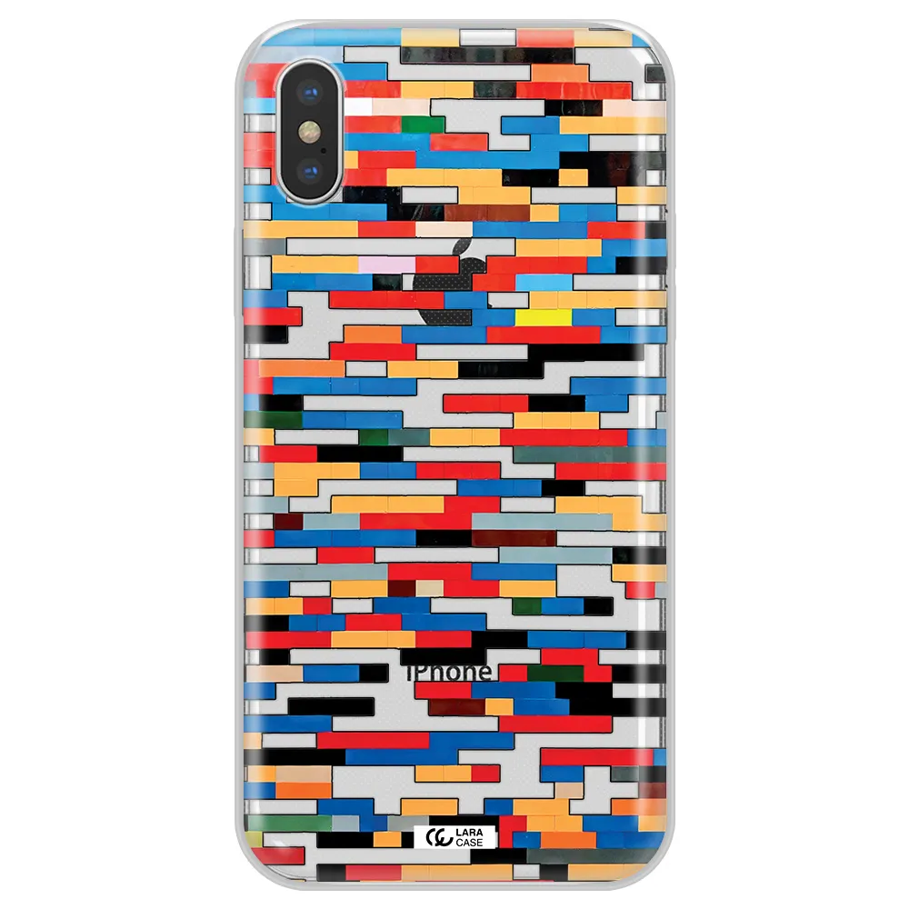 a colorful rectangular pattern on a white surface Apple iPhone X Clear TPU Case