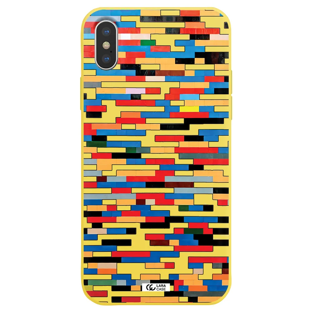 a colorful rectangular pattern on a white surface Apple iPhone X Silicone canary yellow Case