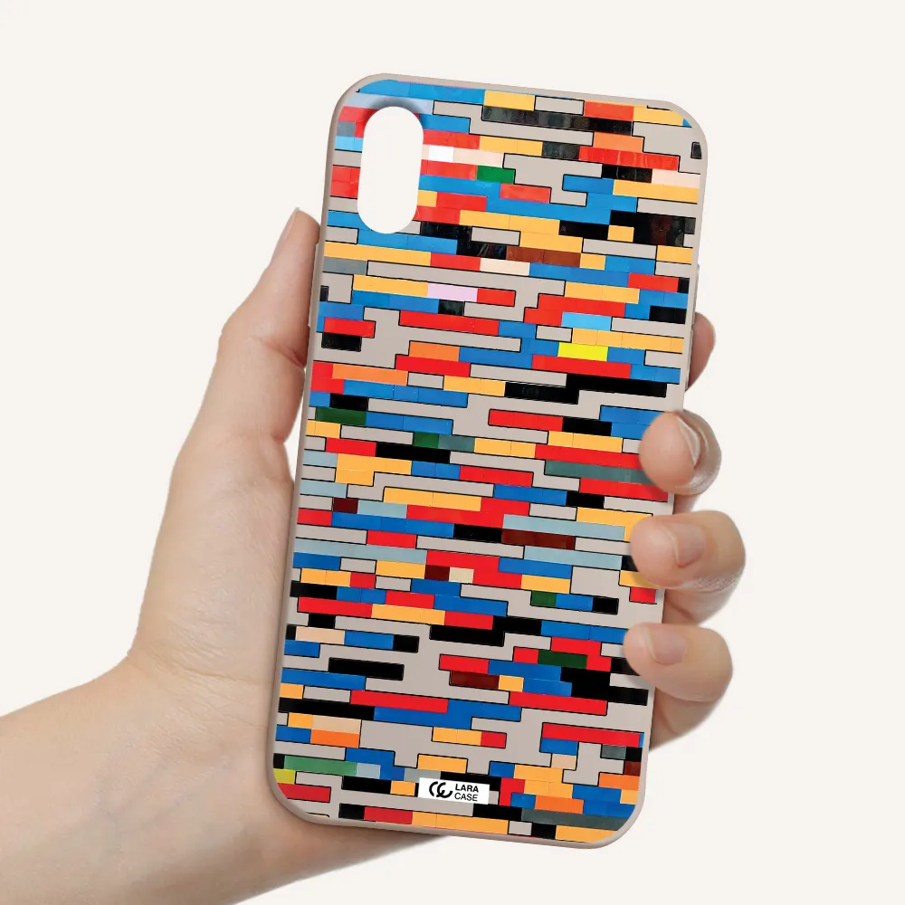 a colorful rectangular pattern on a white surface Apple iPhone X Silicone Stone Case