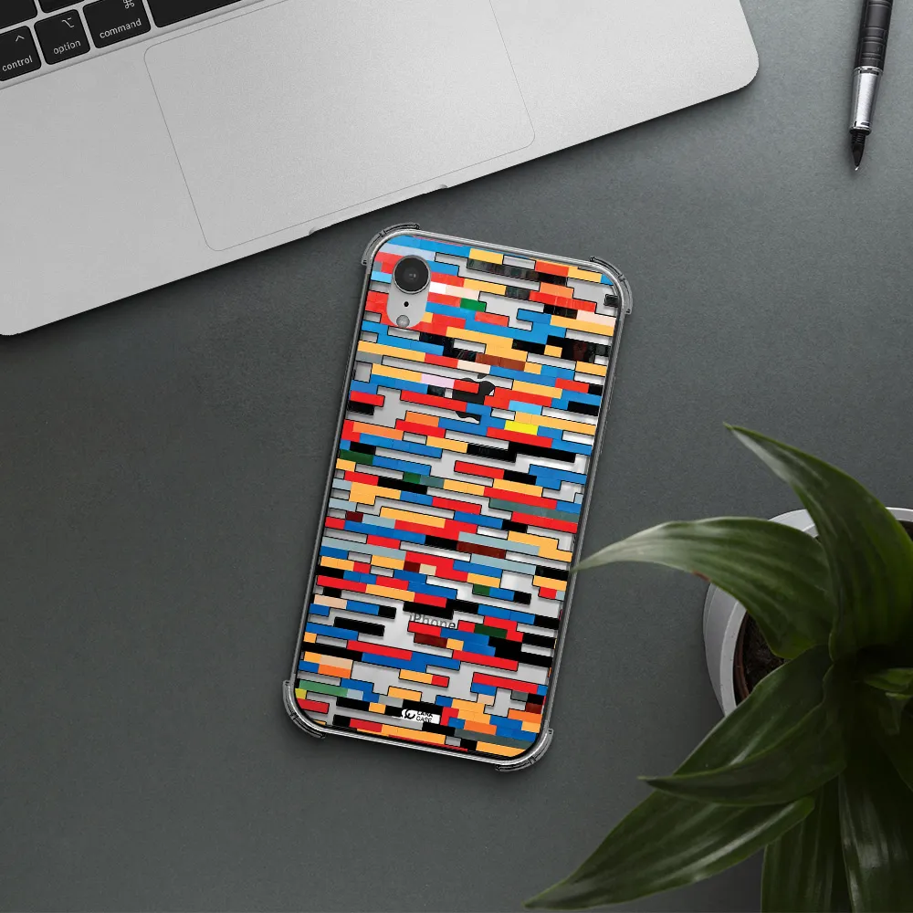 a colorful rectangular pattern on a white surface Apple iPhone XR Clear PC Case