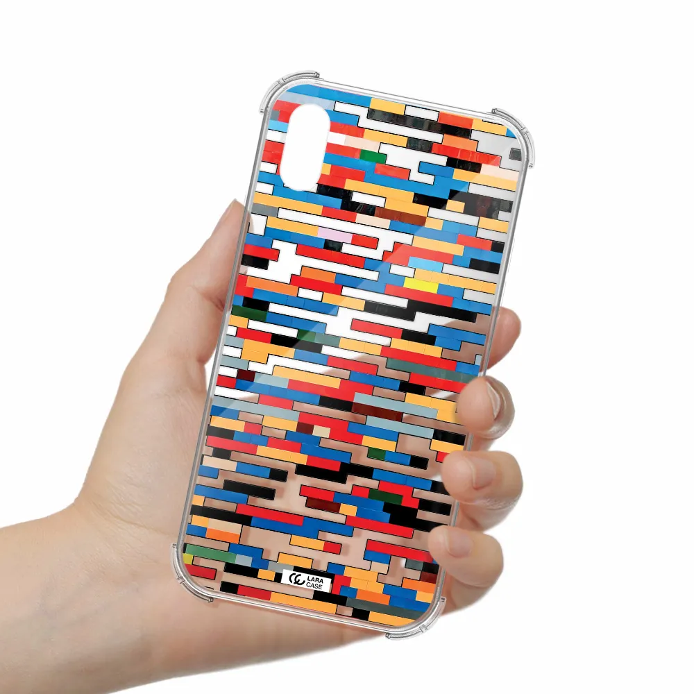 a colorful rectangular pattern on a white surface Apple iPhone XS Clear PC Case