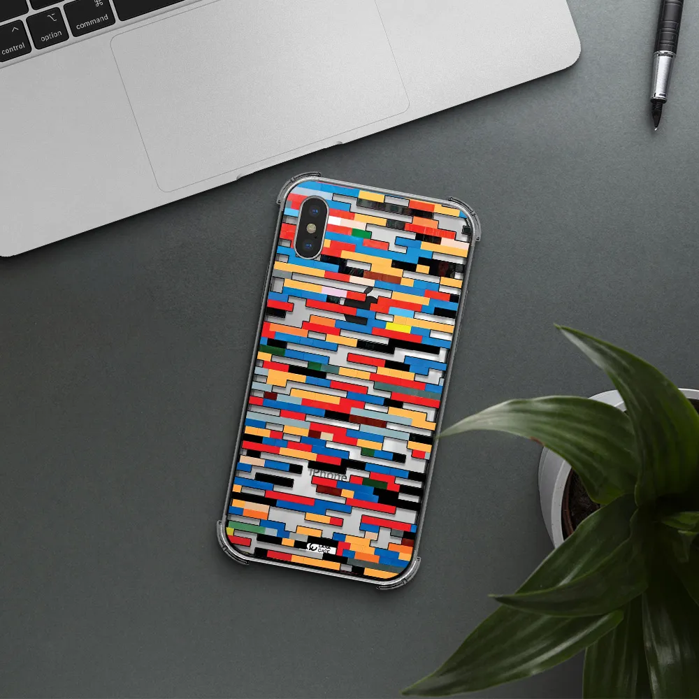 a colorful rectangular pattern on a white surface Apple iPhone XS Clear PC Case
