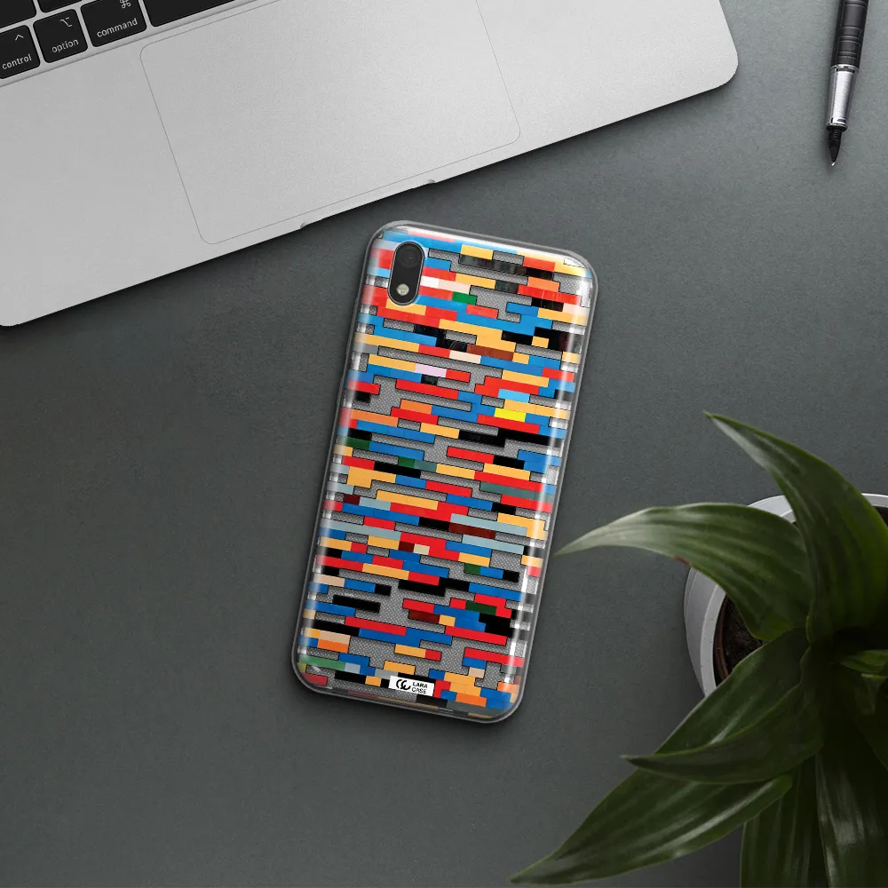 a colorful rectangular pattern on a white surface Huawei Honor 8S Clear TPU Case