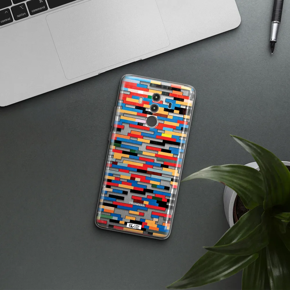 a colorful rectangular pattern on a white surface Huawei Mate 10 Clear TPU Case