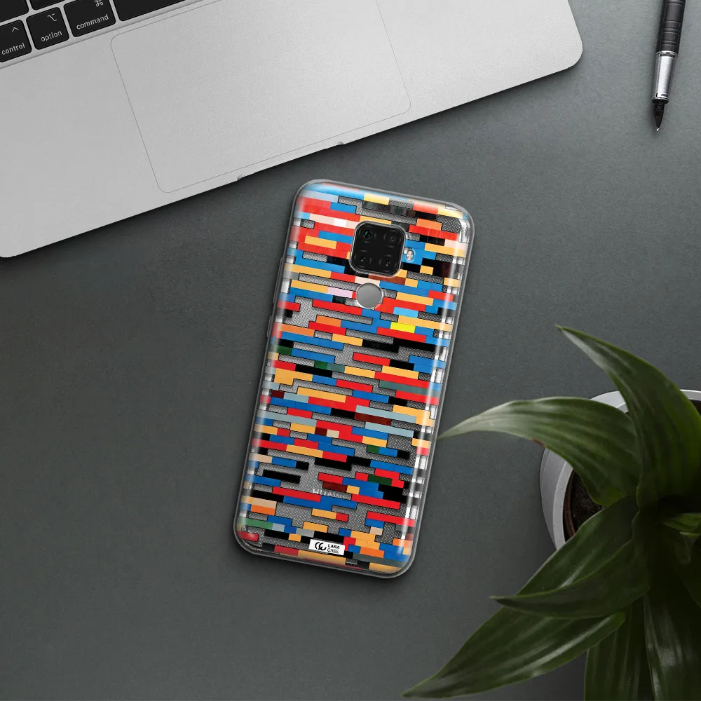 a colorful rectangular pattern on a white surface Huawei Mate 30 Lite Clear TPU Case