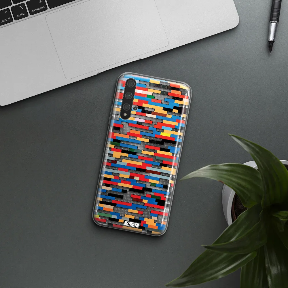 a colorful rectangular pattern on a white surface Huawei Nova 5t Clear TPU Case