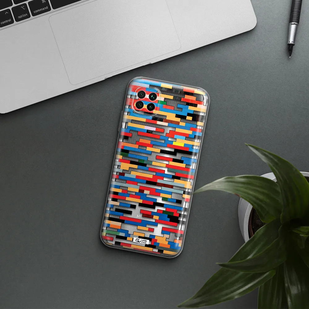 A Colorful Rectangular Pattern On A White Surface Huawei Nova 7I Clear Tpu Case