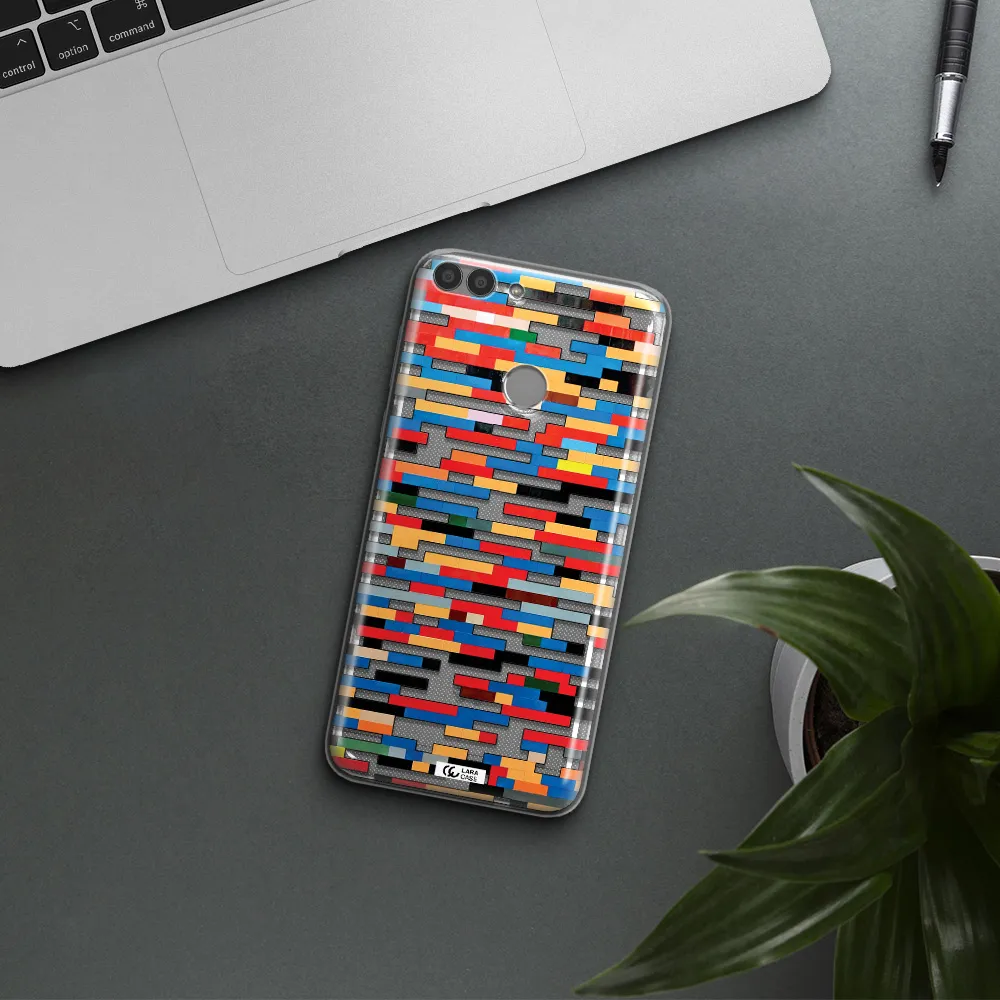 a colorful rectangular pattern on a white surface Huawei P Smart 2017 Clear TPU Case