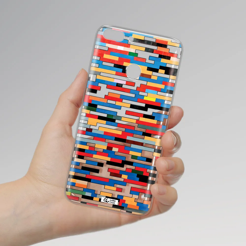 a colorful rectangular pattern on a white surface Huawei P Smart Clear TPU Case
